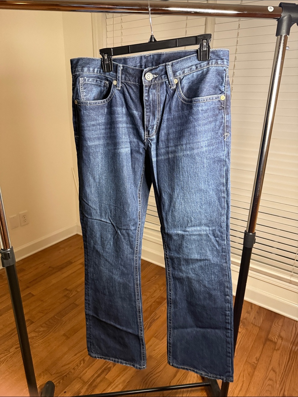 John B Stetson Men's Dark Blue Bootleg Jeans 35x32